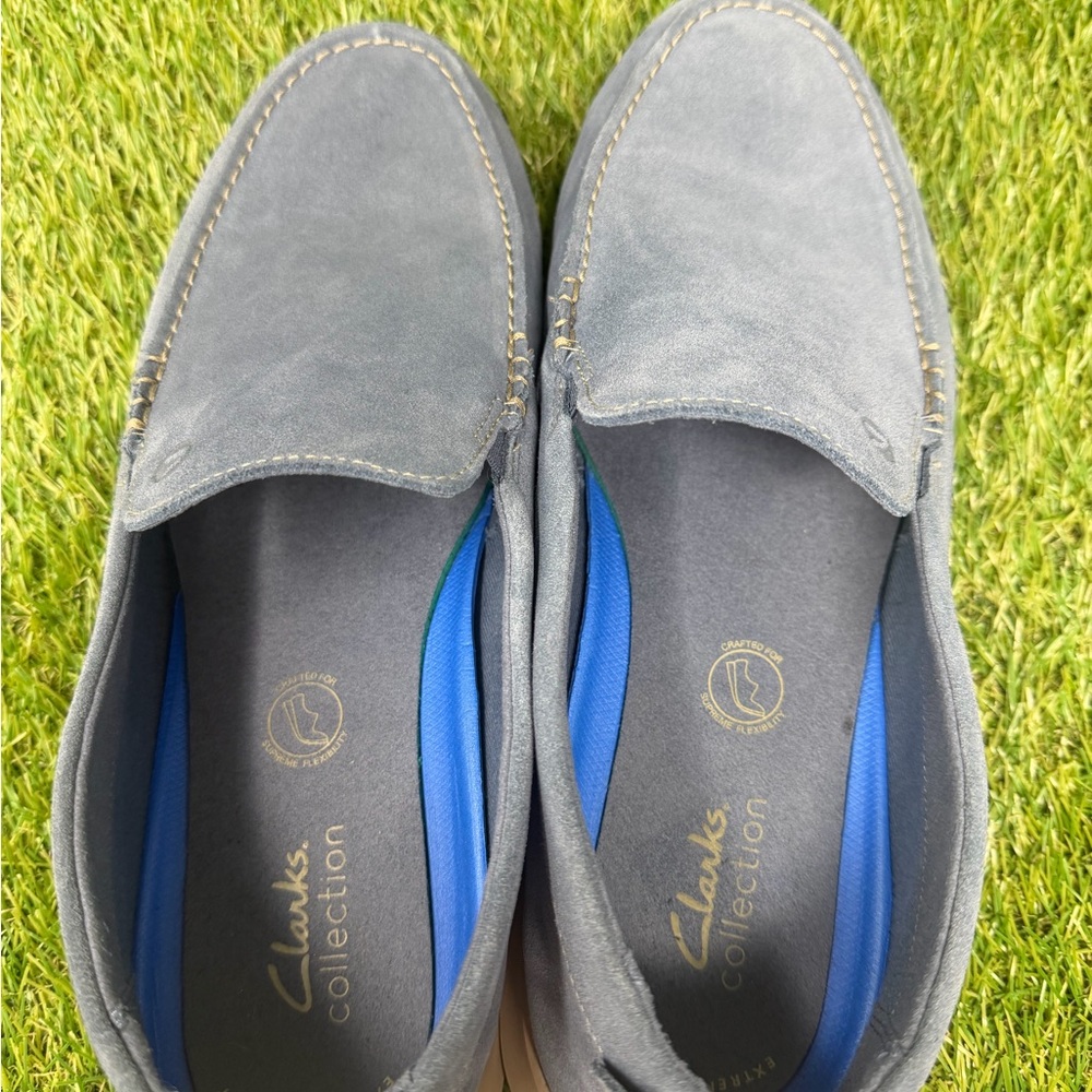 CLARKS Men's Flexway Step Light Blue Suede 26176953 Size 11 W - Picture 5 of 8